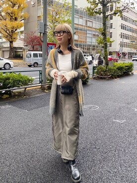 「モヘアカーディガン」｜「アイテム（その他）」を使った、ｙｕｚｕｋｉさん（レディース・163cm）の冬コーディネート