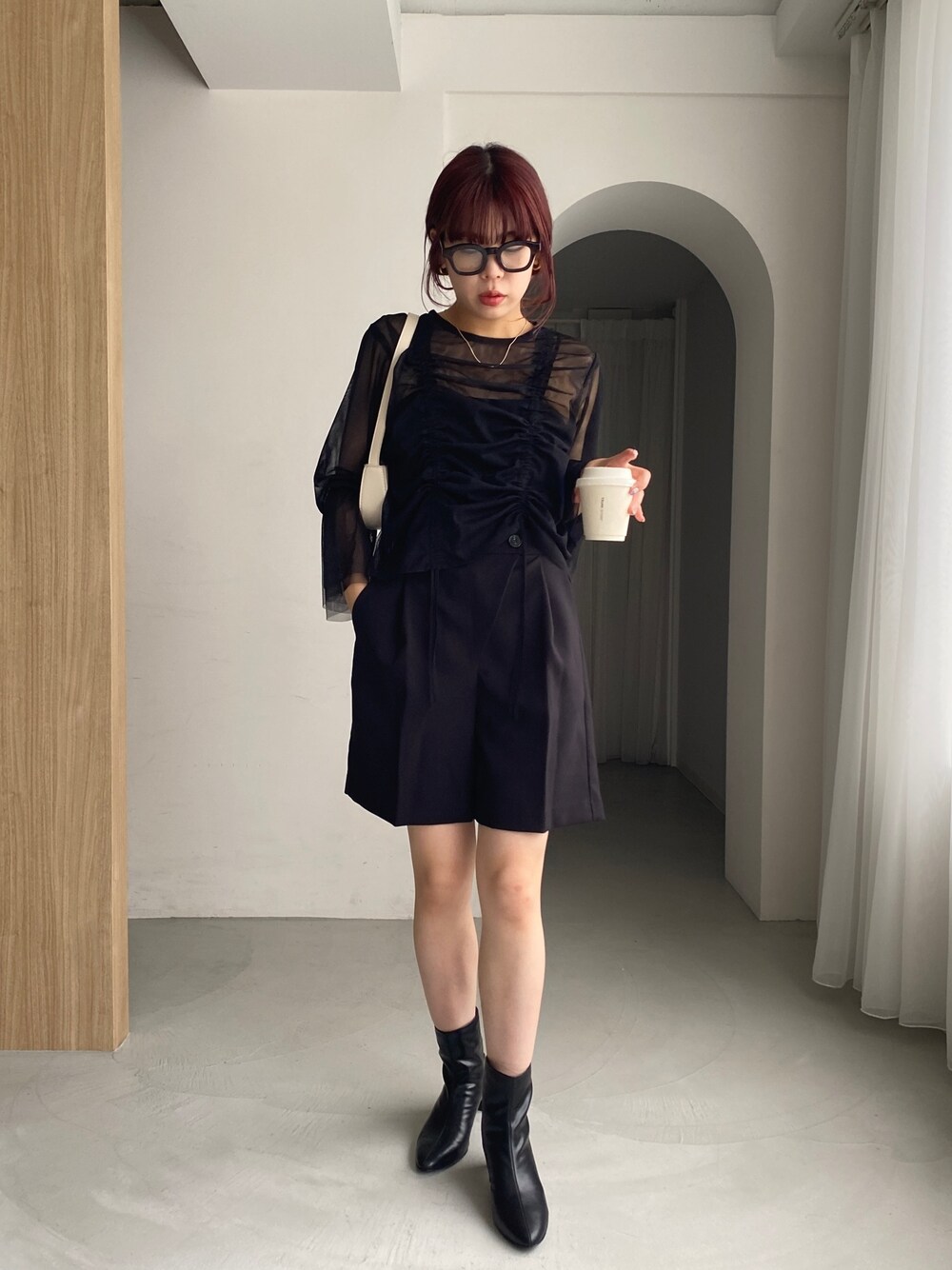 カプリシュレマージュ アシメショートパンツ ショートパンツ ブラック アシメショートパンツ | CAPRICIEUX LE'MAGE(カプリシュレ