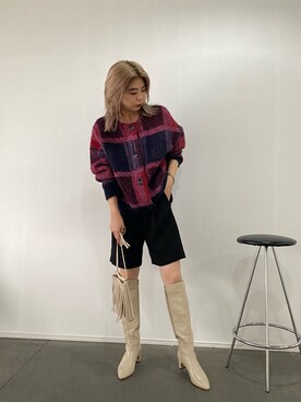 「チェック柄に恋してる」｜「アイテム（その他シューズ）」を使った、ｙｕｚｕｋｉさん（レディース・163cm）の冬コーディネート