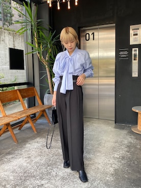 「ハイウエストパンツ」｜「アイテム（その他）」を使った、ｙｕｚｕｋｉさん（レディース・163cm）の秋コーディネート