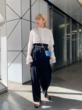 「ハイウエストパンツ」｜「アイテム（その他）」を使った、ｙｕｚｕｋｉさん（レディース・163cm）の冬コーディネート
