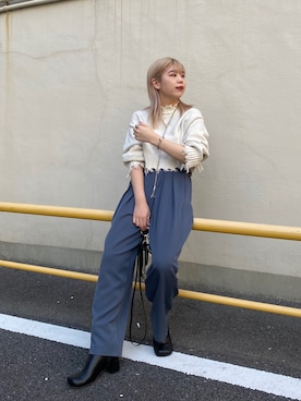 「ハイウエストパンツ」｜「アイテム（その他）」を使った、ｙｕｚｕｋｉさん（レディース・163cm）の秋コーディネート