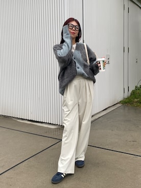 「モヘアカーディガン」｜「アイテム（その他）」を使った、ｙｕｚｕｋｉさん（レディース・163cm）の秋コーディネート