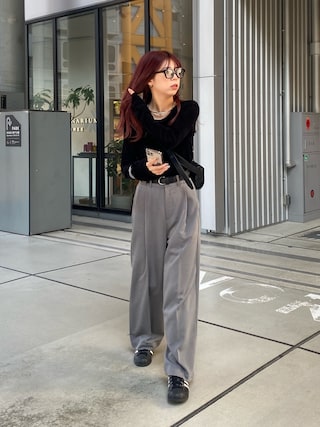 未使用^_^レマージュ★ベルト付きパンツ S-LL/体型カバー】オンオフ兼用 ベルト風ガウチョパンツ（6～9分