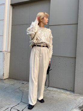 「ハイウエストパンツ」｜「アイテム（その他）」を使った、ｙｕｚｕｋｉさん（レディース・163cm）の冬コーディネート