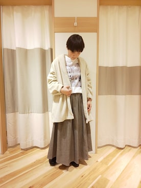「Samansa Mos2 blue（サマンサモスモスブルー）のアイテム（その他アウター）」を使った、むっちゃんさん（レディース・154cm）の秋コーディネート