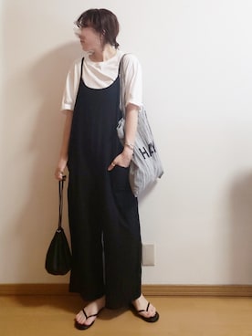 「ECRIRE（エクリール）のアイテム（サロペット/オーバーオール）」を使った、ₛₑₜₜₛさん（レディース・161cm）の夏コーディネート