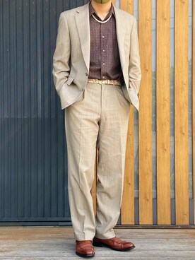 「NEWYORKER（ニューヨーカー）のアイテム（テーラードジャケット）」を使った、なかじまけんたさん（メンズ・176cm）の秋コーディネート