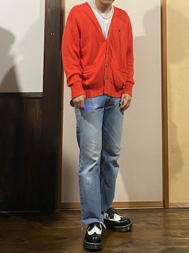 「PRO CLUB （プロクラブ）の【PRO CLUB】 ビッグサイズ 無地ヘビーウェイト クルーネック半袖Ｔシャツ <25color>（Tシャツ/カットソー、ホワイト系）」を使った、なかじまけんたさん（メンズ・176cm）の秋コーディネート