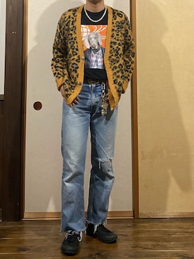 「VINTAGE（ヴィンテージ）のアイテム（カーディガン/ボレロ、その他）」を使った、なかじまけんたさん（メンズ・176cm）の秋コーディネート
