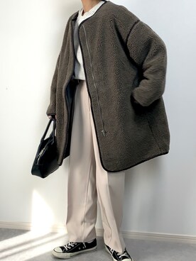 「classicalelf（クラシカルエルフ）のアイテム（ノーカラージャケット）」を使った、walk55marinさん（レディース・165cm）の秋コーディネート