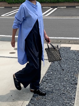 「シャツワンピ」｜「アイテム（オールインワン・サロペット）」を使った、walk55marinさん（レディース・165cm）の春コーディネート