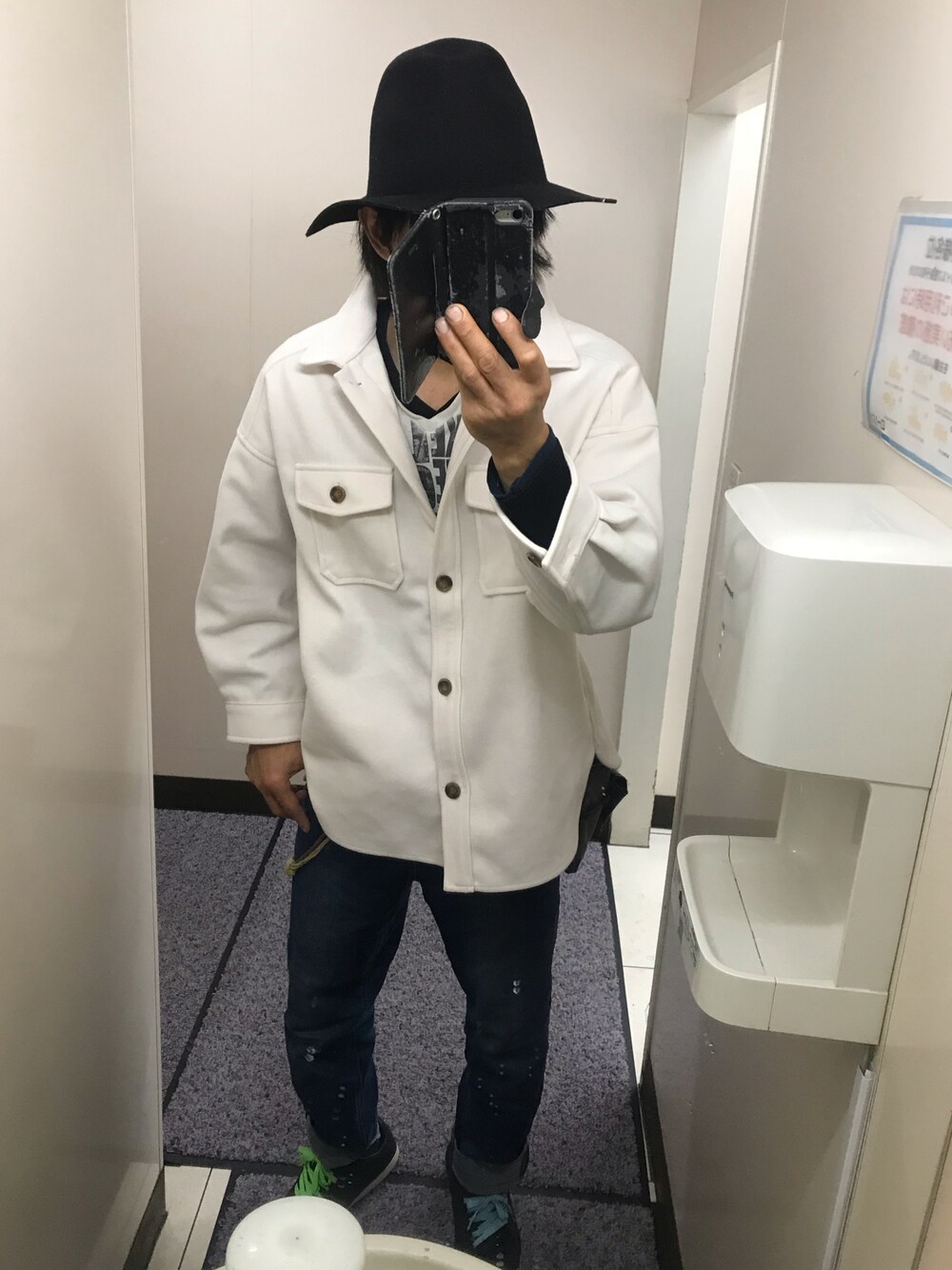 「CPOジャケット、オーバーサイズ、HARE、GLACIER、ZIP FIVE、zipfive、GU」｜「HAREのアイテム（ハット、ブラック系）」を使った、ともキングさん（メンズ・176cm）の秋コーディネートの1枚目の写真