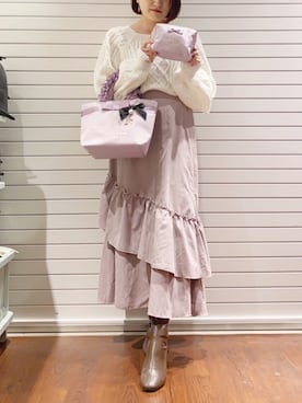 「Maison de FLEUR（メゾンドフルール）のアイテム」を使った、メゾンドフルールstaffさん（レディース・154cm）の冬コーディネート