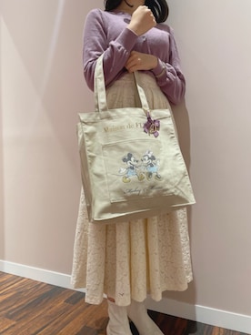 「スクエアトートバッグ」｜メゾンドフルールstaffさん（レディース・154cm）の秋コーディネート