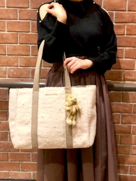 「スクエアトートバッグ」｜メゾンドフルールstaffさん（レディース・154cm）の秋コーディネート