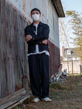 「CA4LA（カシラ）のアイテム（帽子）」を使った、きいろ。さん（メンズ・178cm）の冬コーディネート