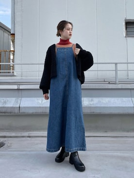 「ニットカーディガン」｜「アイテム（ブルゾン）」を使った、芹  菜さん（レディース・164cm）の秋コーディネート