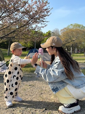 「coca（coca）（コカ）のアイテム（ジャケット/アウター）」を使った、hinapuさん（キッズ・80cm）の春コーディネート