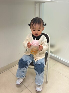 「アイテム（カーディガン/ボレロ）」を使った、hinapuさん（キッズ・80cm）の春コーディネート