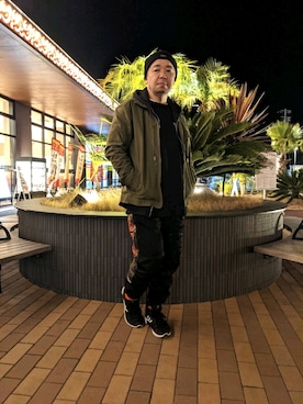 「DIESEL」｜「アイテム（ミリタリージャケット）」を使った、とっくんさん（メンズ・170cm）の冬コーディネート