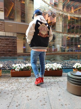 「お洒落さんと繋がりたい」｜「アイテム（スタジャン）」を使った、とっくんさん（メンズ・170cm）の冬コーディネート