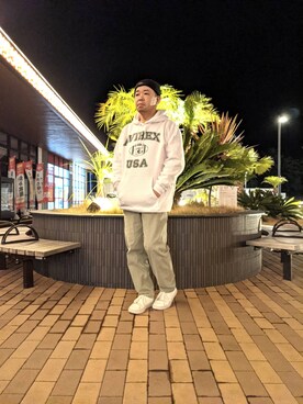 「DIESEL」｜「アイテム（ニットキャップ/ビーニー）」を使った、とっくんさん（メンズ・170cm）の冬コーディネート
