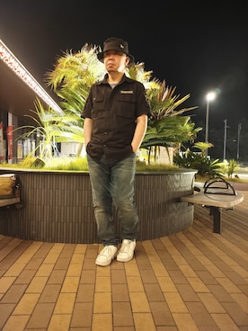 「DIESEL」｜「アイテム（帽子）」を使った、とっくんさん（メンズ・170cm）の春コーディネート