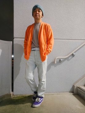 「DIESEL」｜「アイテム（帽子）」を使った、とっくんさん（メンズ・170cm）の秋コーディネート