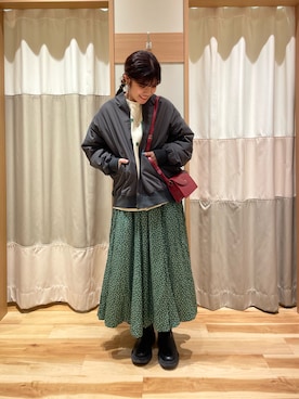 「ドットスカート」｜「アイテム（ブルゾン）」を使った、shioriさん（レディース・158cm）の秋コーディネート