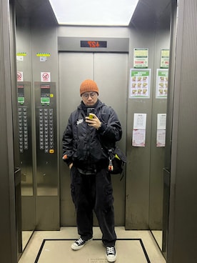 「アイテム（MA-1）」を使った、van----------さん（メンズ・175cm）の冬コーディネート