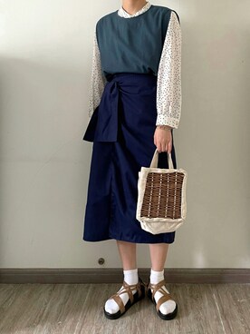 「LEPSIM（レプシィム）のベルトアツゾコサンダル　790591（サンダル）」を使った、nnnowearさん（レディース・158cm）の夏コーディネート