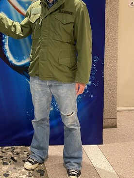 「古着好きな人と繋がりたい」｜「アイテム（ミリタリージャケット）」を使った、Keiさん（メンズ・173cm）の冬コーディネート