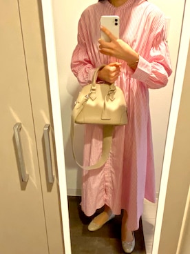 「AS KNOW AS PINKY（アズノゥアズピンキー）のアイテム（シャツワンピース）」を使った、roppi♡さん（レディース・162cm）の春コーディネート