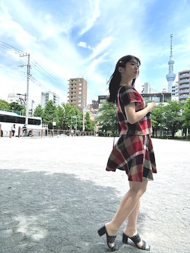 「ESPERANZA（エスペランサ）のアイテム（サンダル）」を使った、RUUさん（レディース・156cm）の夏コーディネート