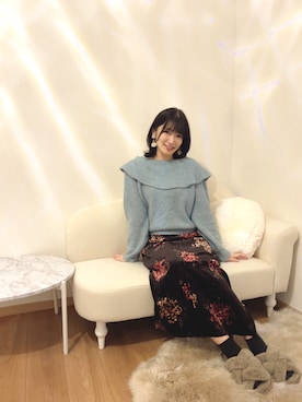 「MERCURYDUO（マーキュリーデュオ）のアイテム（スカート）」を使った、RUUさん（レディース・156cm）の冬コーディネート