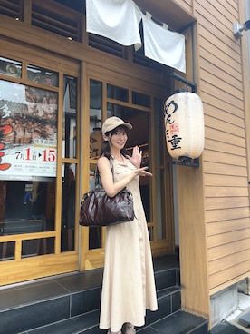 「LILY BROWN（リリーブラウン）のアイテム（ワンピース/ドレス、ベージュ系）」を使った、RUUさん（レディース・156cm）の夏コーディネート