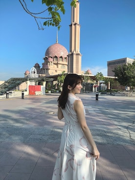 「SNIDEL（スナイデル）のリボンディテールカーデセットワンピース（ワンピース、ピンク系）」を使った、RUUさん（レディース・156cm）の春コーディネート