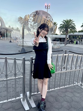 「アイテム（ドレスシューズ、グリーン系）」を使った、RUUさん（レディース・156cm）の秋コーディネート