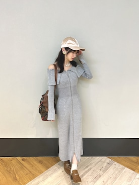 「SNIDEL（スナイデル）のアイテム（ハット）」を使った、RUUさん（レディース・156cm）の春コーディネート