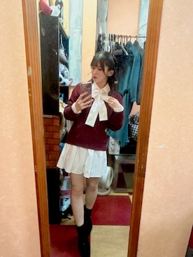 「アイテム（その他トップス、レッド系）」を使った、RUUさん（レディース・156cm）の秋コーディネート