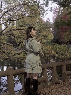 「MERCURYDUO（マーキュリーデュオ）のアイテム（ブーツ）」を使った、RUUさん（レディース・156cm）の秋コーディネート
