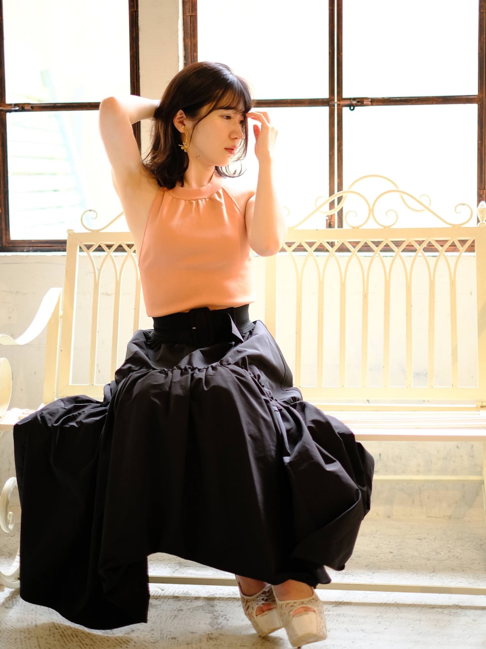 eimy♡ノースリニット シアーノースリEimyロゴニット