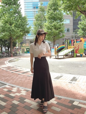 「SNIDEL（スナイデル）のアイテム（キャップ）」を使った、RUUさん（レディース・156cm）の夏コーディネート