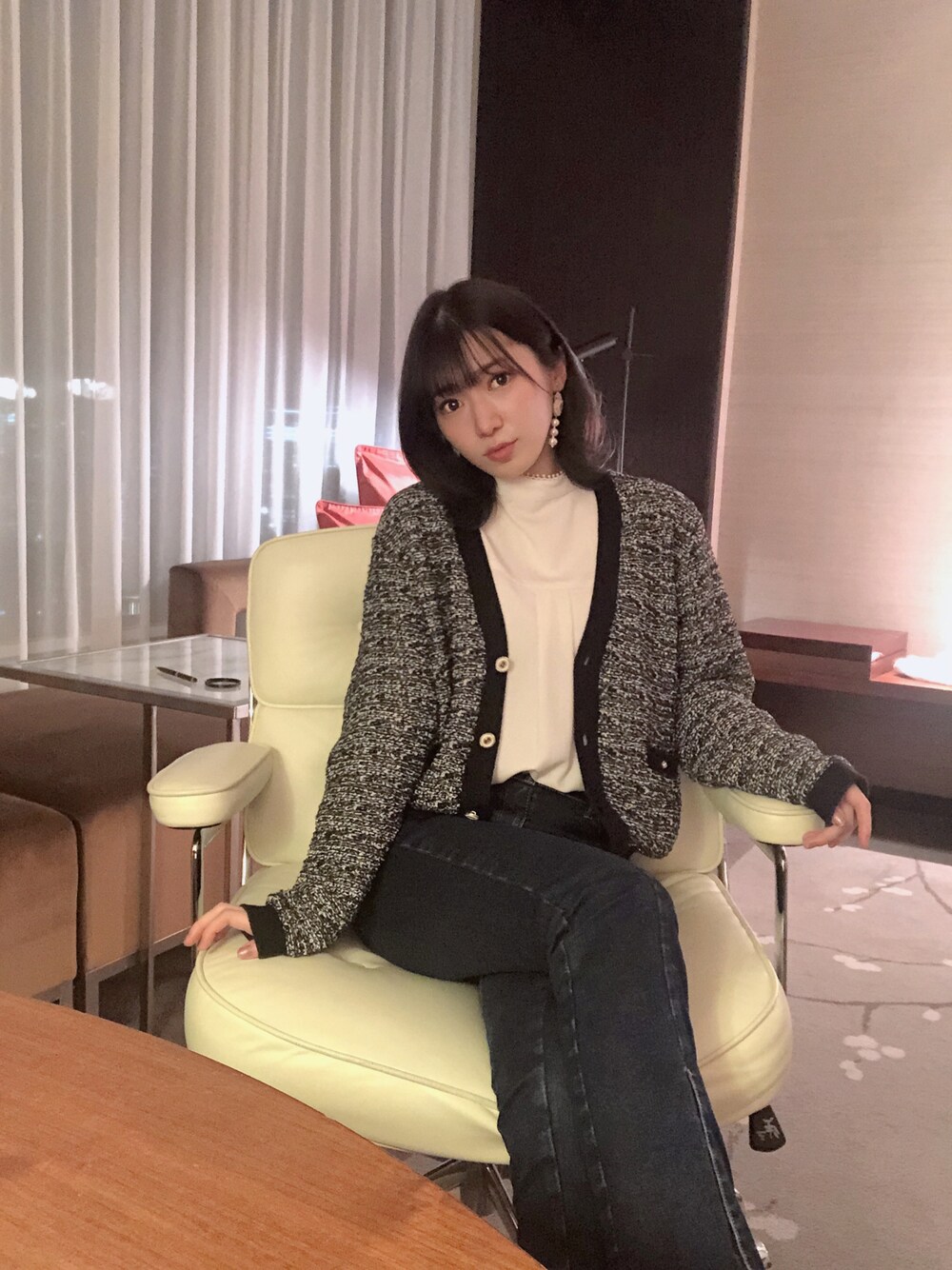 SNIDEL（スナイデル）の「Sustainableニットツイードカーディガン