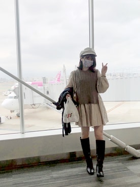 「MERCURYDUO（マーキュリーデュオ）のアイテム（ブーツ）」を使った、RUUさん（レディース・156cm）の春コーディネート