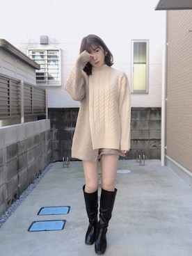 「MERCURYDUO（マーキュリーデュオ）のアイテム（ブーツ）」を使った、RUUさん（レディース・156cm）の秋コーディネート