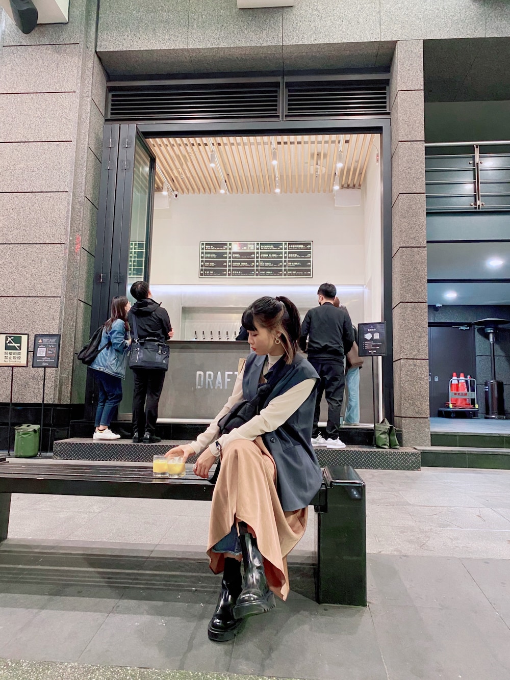 「今日のコーデ、ootd、ワンピース、ベスト、テーラードジャケット、BOTTEGA VENETA、TOGA PULLA」｜「B:MING by BEAMSのB:MING by BEAMS / サテン キャミソール ワンピース 21AW（ワンピース、ブラウン系）」を使った、Mirandaさん（レディース・167cm）の春コーディネートの1枚目の写真