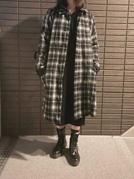 「UNDERCOVER（アンダーカバー）のアイテム（ステンカラーコート）」を使った、at.popさん（レディース・160cm）の冬コーディネート