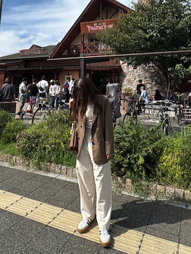 「アイテム（スラックス）」を使った、𝕙𝕒𝕟𝕒𝕜𝕒𝕡𝕡𝕒さん（レディース・152cm）の秋コーディネート
